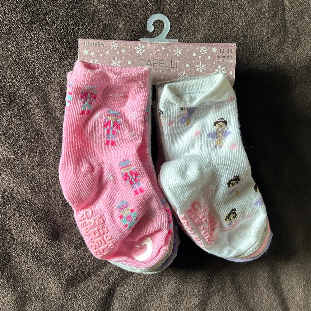 Capelli Baby Girl Socks Set - Pink and White